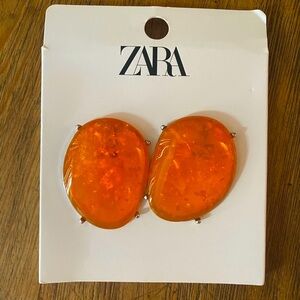 Zara Large orange opal like earrings